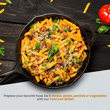 Utopia Kitchen 12 Inch Cast Iron Skillet with Lid Durable Cookware