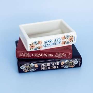 Steel Mill & Co Original Small Book-Shaped Decorative Planter, Ceramic Planter for Home Decor, Cute Bookshelf Decor, Unique Planter for Book Lovers, Classic Titles, Jane Austen