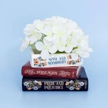Steel Mill & Co Original Small Book-Shaped Decorative Planter, Ceramic Planter for Home Decor, Cute Bookshelf Decor, Unique Planter for Book Lovers, Classic Titles, Jane Austen
