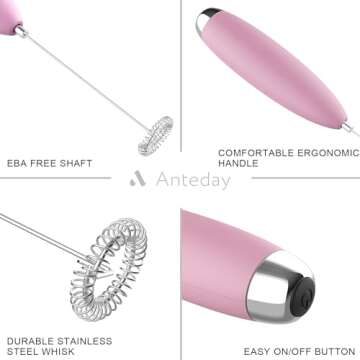 Frother for Coffee, Frother Handheld, Milk Frother, Upgraded Matcha Whisk Drink Mixer Electric Mini ...