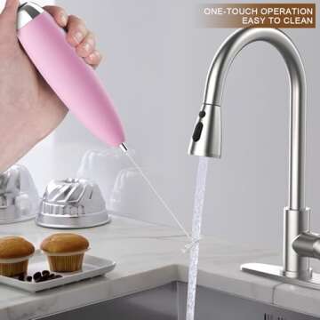 Frother for Coffee, Frother Handheld, Milk Frother, Upgraded Matcha Whisk Drink Mixer Electric Mini Whisk Hand Frother Mini Foamer Coffee Mixer for Lattes Cappuccino Frappe Matcha Hot Chocolate, Pink