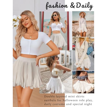 Avidlove Women High Waist Mini Skirt Ruffle Flared Skater