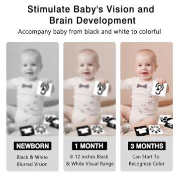 High Contrast Baby Cards for Infants, Black and White Baby Cards High Contrast Baby Toys for Newborn...