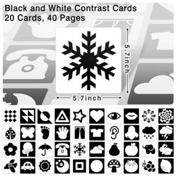 High Contrast Baby Cards for Infants, Black and White Baby Cards High Contrast Baby Toys for Newborns Visual Stimulation Brain Development Learning 20 Pcs 40 Pages 5.7'' x 5.7'' （0-3 Months）