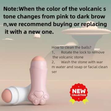 Houldhowd Face Roller Oily Skin Oil Absorbing Massage Tool, Natural Volcanic Stone Reusable Facial Skin Care Tool 2 Packs，Easy to Carry, Control The Oiliness of The face (White)