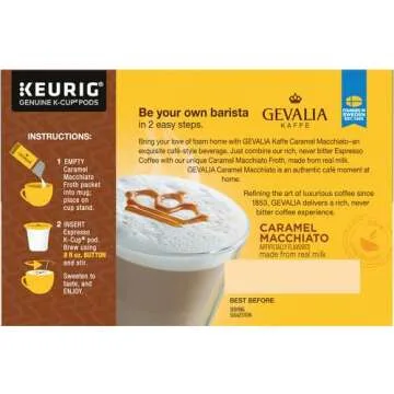 Gevalia Frothy 2-Step Caramel Macchiato Espresso K-Cup Coffee Pods & Froth Packets Kit, 6 ct Box