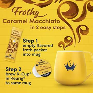 Gevalia Frothy 2-Step Caramel Macchiato Espresso K-Cup Coffee Pods & Froth Packets Kit, 6 ct Box
