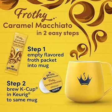 Gevalia Frothy 2-Step Caramel Macchiato Espresso K-Cup Coffee Pods & Froth Packets Kit, 6 ct Box