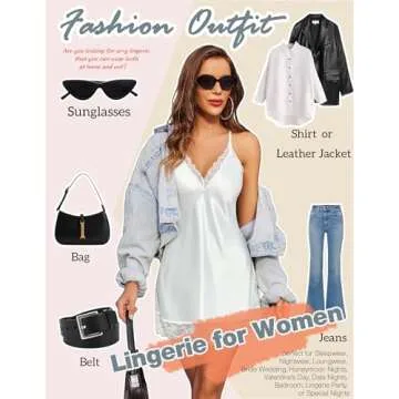 Avidlove Lace Chemise Nightgown Full Slips Sleepwear White Medium