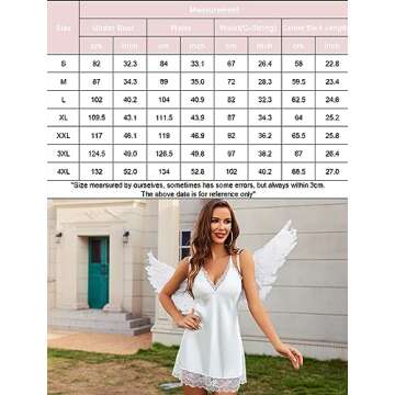 Avidlove Lace Chemise Nightgown Full Slips Sleepwear White Medium