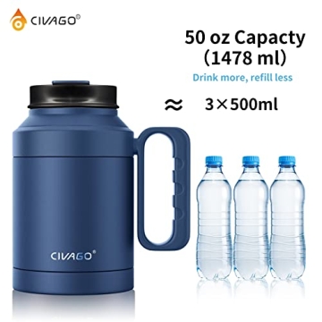 CIVAGO 50 oz Insulated Tumbler Mug With Lid and Straw