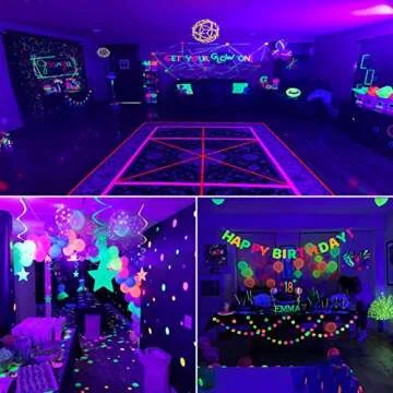 Wiyifada LED Black Light Bulbs 2 Pack, A19 9W UV Black Light Replace Up to 100W, 120V E26 Base Black Lights UVA Level 385-400nm, Glow in The Dark for Body Pain, Blacklights Party, Halloween