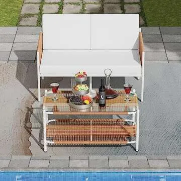 Shintenchi 2 Piece Patio Wicker Furniture Set, Outdoor Patio Furniture Rattan Conversation Set with ...