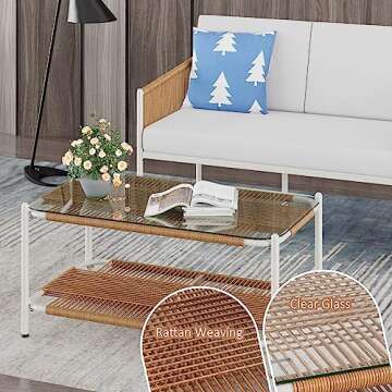 Shintenchi 2 Piece Patio Wicker Furniture Set, Outdoor Patio Furniture Rattan Conversation Set with Coffee Tables and Loveseat for Backyard, Balcony, Poolside