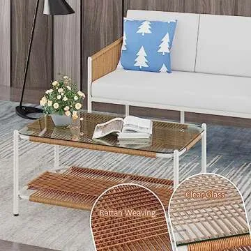 Shintenchi 2 Piece Patio Wicker Furniture Set, Outdoor Patio Furniture Rattan Conversation Set with Coffee Tables and Loveseat for Backyard, Balcony, Poolside