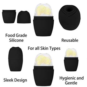 Evmliy Ice Roller for Face, Silicone Ice Roller Facial Ice Mold to Brighten Skin Enhancing Natural Glow, Reusable Ice Roller for Face & Eye Puffiness Relief, Skin Care Freezer(1Pack, Black)