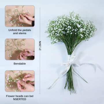Gumolutin Long Stem Artificial Baby Breath Flowers 15Pcs
