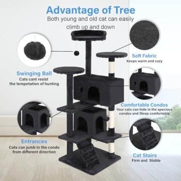 FDW Cat Tree 54in Multi-Level Indoor Cat Tower