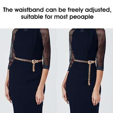 TIESOME Waist Chain Belt Women Ladies Adjustable Body Waist Link Belts for Jeans Dresses, Fit for Wa...