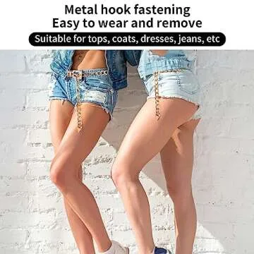 TIESOME Waist Chain Belt Women Ladies Adjustable Body Waist Link Belts for Jeans Dresses, Fit for Waist up to 51 Inches