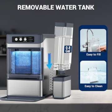 Nugget Ice Maker 44Lbs/Day, Soft Chewable Ice Ready Fast