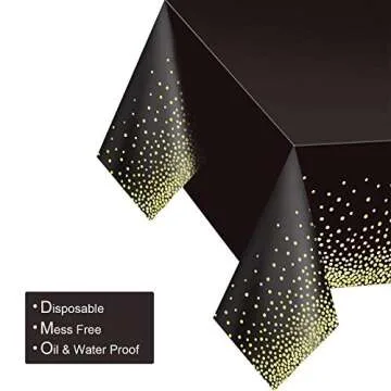 Gexolenu 4 Pack Black and Gold Plastic Tablecloth for Rectangle Tables(54" x 108"), Party Table Cover for Birthday, Table Cloths for Graduation, Retirement Party Decoration, Class of 2025
