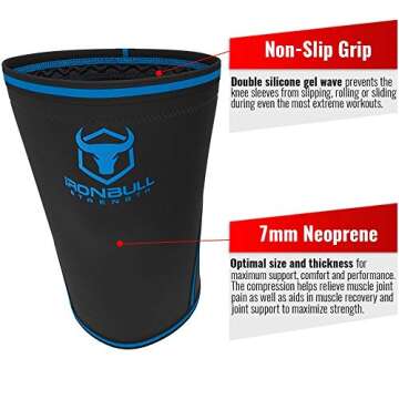 Iron Bull Strength 7mm Knee Sleeves (Pair) for Weightlifting & Powerlifting (USPA, IPL, IWF & USAW Approved) | High-Performance Knee Compression Support For Squats, Weight Lifting - Men and Women