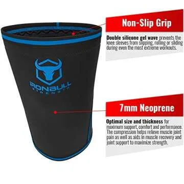 Iron Bull Strength 7mm Knee Sleeves (Pair) for Weightlifting & Powerlifting (USPA, IPL, IWF & USAW Approved) | High-Performance Knee Compression Support For Squats, Weight Lifting - Men and Women