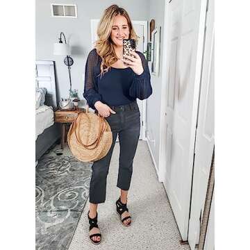 DOROSE Stylish Navy Blue Long Sleeve Shirt for Women