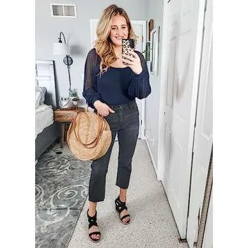 DOROSE Stylish Navy Blue Long Sleeve Shirt for Women