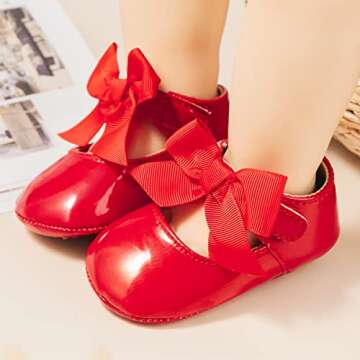 HsdsBebe Infant Baby Girls Mary Jane Flats Bow Non-Slip Soft Sole Princess Toddler First Walkers Sne...