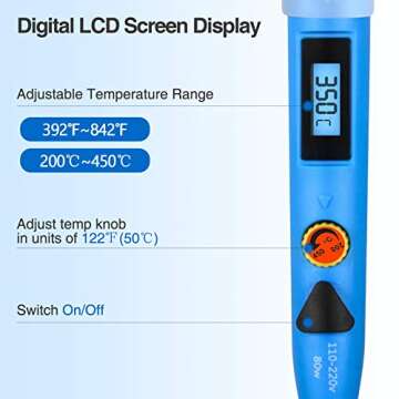 Electronics Soldering Iron Kit, SREMTCH 80W LCD Digital Soldering Gun with Adjustable Temperature Co...