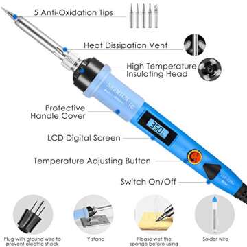 80W Adjustable Soldering Iron Kit with LCD Display