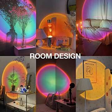 Sunset Lamp Projection, Sun lamp, Sunlight Lamp Projector, Manual Control Light Projector, Golden Hour 4 Filter 6 Color Changing Night Light for Sunset Projection Lamp, Photography/Party/Home/Bedroom