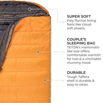 TETON Mammoth 0 Degree Double Sleeping Bag for Family Comfort