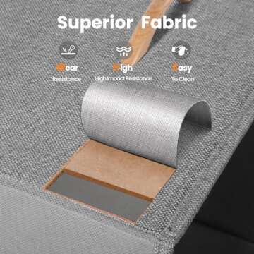 ROMOON Dresser for Bedroom, Wide Closet Dresser with 5 Drawer, Small Fabric Dresser & Chests of Drawers for Kids Bedroom, Closet, Living Room, Hallway. (Grey)