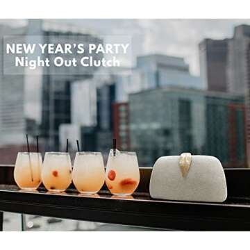 Pearl White Evening Clutch - Small Wedding Purse for Women - Sparkly Formal Handbag