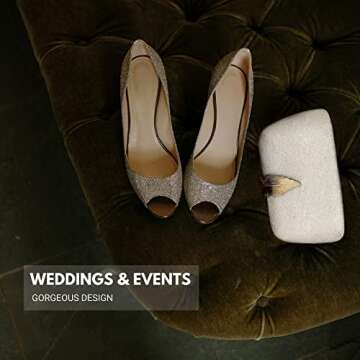 Pearl White Evening Clutch - Small Wedding Purse for Women - Sparkly Formal Handbag