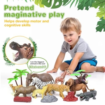 Eco-Friendly BIWASE Safari Zoo Animal Figures Playset