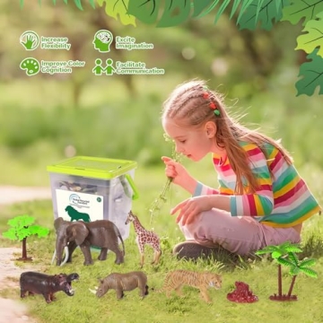 Eco-Friendly BIWASE Safari Zoo Animal Figures Playset