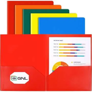 GNL Plastic Folders - Pack of 5 with Pockets