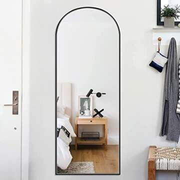 PexFix Arched Full Length Mirror Black, Floor Mirror, Standing Hanging or Leaning Against Wall Full Body Mirror Wall Mirror-64''x21''