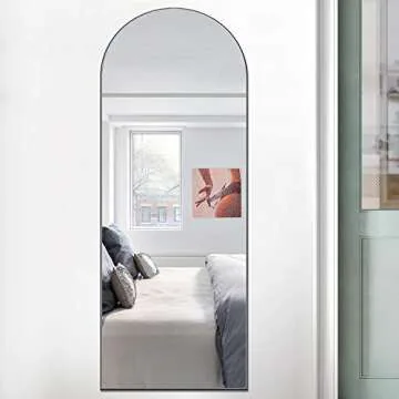 PexFix Arched Full Length Mirror Black, Floor Mirror, Standing Hanging or Leaning Against Wall Full Body Mirror Wall Mirror-64''x21''