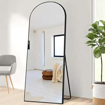 PexFix Arched Full Length Mirror Black, Floor Mirror, Standing Hanging or Leaning Against Wall Full Body Mirror Wall Mirror-64''x21''