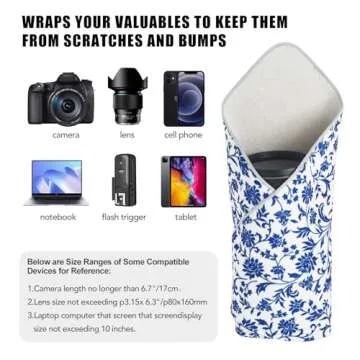 XAMOREST 11.8 in Camera Wrap with Pouch,Lens Protective Wrap,Anti-scratch Anti-dust, Flexible Wrapper Camera Travel Accessories for DSLR Mirrorless Camera Lens(Flower texture)