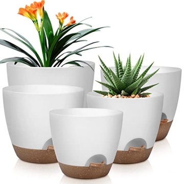 QRRICA Self-Watering Plant Pots Set of 5 - Elegant & Eco-Friendly Planters