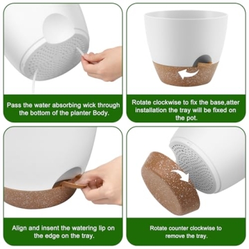 QRRICA Self Watering Plant Pots Set for Easy Gardening