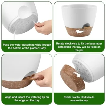 QRRICA Self Watering Plant Pots Set for Easy Gardening