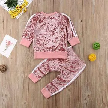 GOOCHEER Toddler Velvet Outfit Set for Girls (2-3 Years)