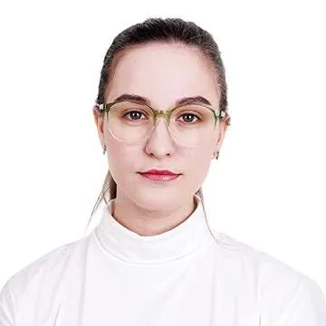 LifeArt Blue Light Blocking Glasses, Anti Eyestrain, Computer Reading Glasses, Gaming Glasses, TV Glasses for Women Men, Anti Glare (Clear Green, 4.75 Magnification)